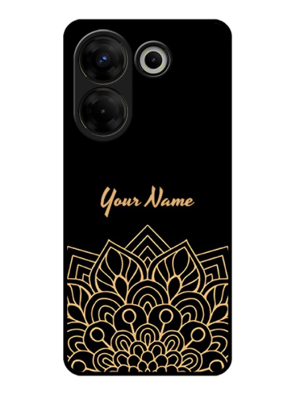 Custom Tecno Camon 20 Pro Custom Glass Phone Case - Golden Mandala Design