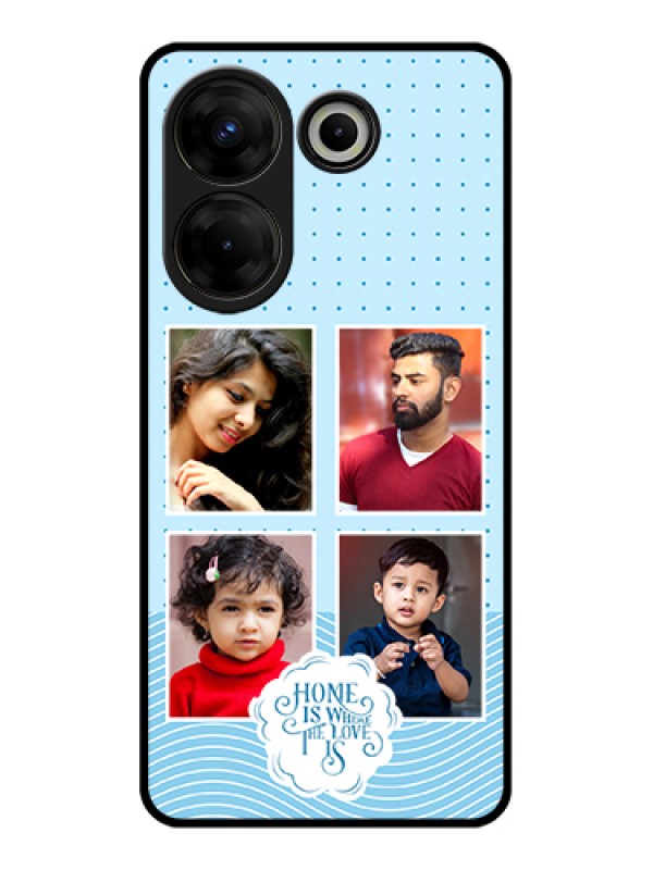 Custom Tecno Camon 20 Pro Custom Glass Phone Case - Cute Love Quote With 4 Pic Upload Design