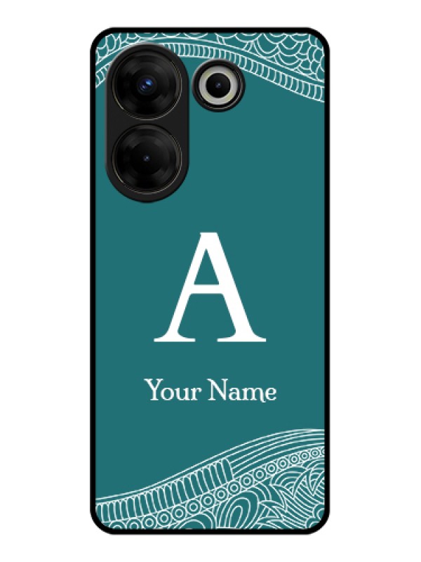 Custom Tecno Camon 20 Pro Custom Glass Phone Case - Line Art Pattern With Custom Name Design