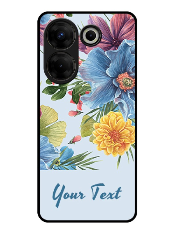 Custom Tecno Camon 20 Pro Custom Glass Phone Case - Stunning Watercolored Flowers Painting Design