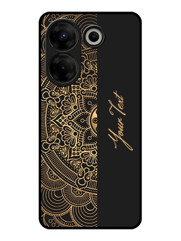 Custom Tecno Camon 20 Pro Custom Glass Phone Case - Mandala Art With Custom Text Design
