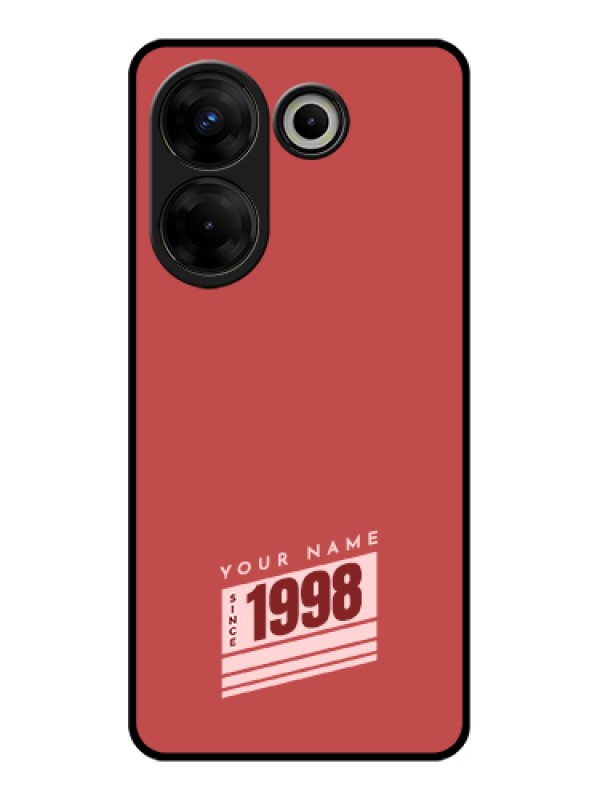 Custom Tecno Camon 20 Pro Custom Glass Phone Case - Red Custom Year Of Birth Design