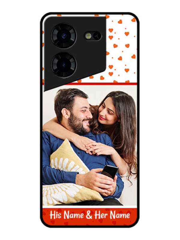 Custom Tecno Pova 5 Pro 5G Custom Glass Phone Case - Orange Love Symbol Design