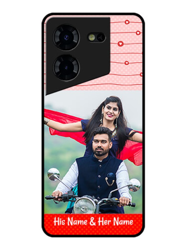 Custom Tecno Pova 5 Pro 5G Custom Glass Phone Case - Red Pattern Case Design