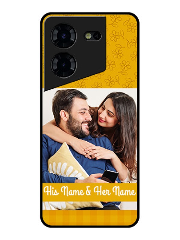 Custom Tecno Pova 5 Pro 5G Custom Glass Phone Case - Yellow Floral Design