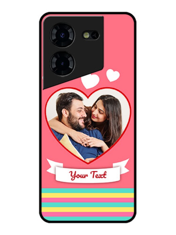 Custom Tecno Pova 5 Pro 5G Custom Glass Phone Case - Love Shapes Doodle Design