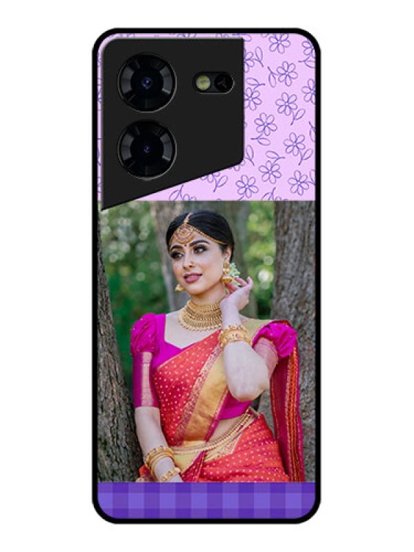 Custom Tecno Pova 5 Pro 5G Custom Glass Phone Case - Purple Floral Design