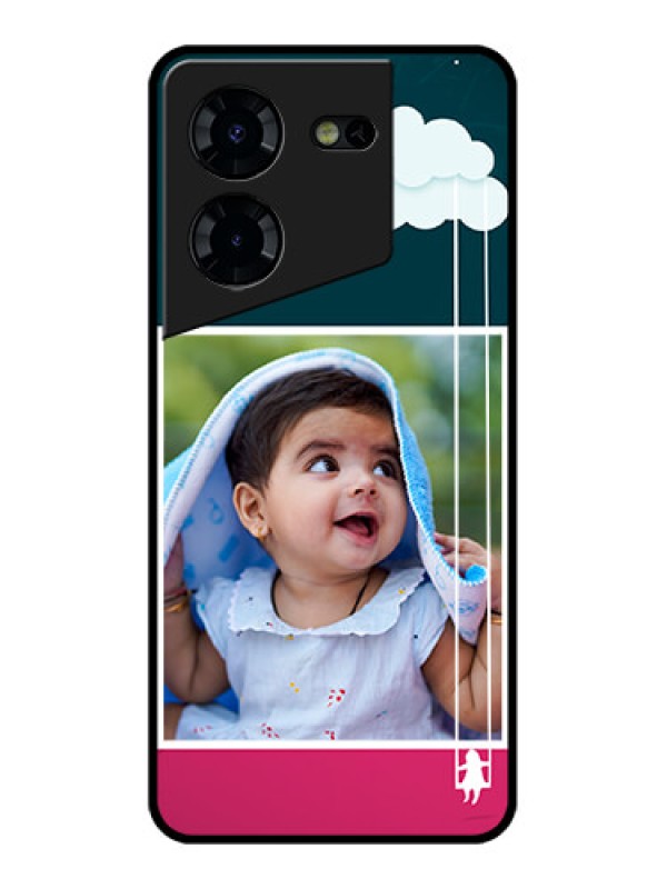 Custom Tecno Pova 5 Pro 5G Custom Glass Phone Case - Cute Girl With Cloud Design