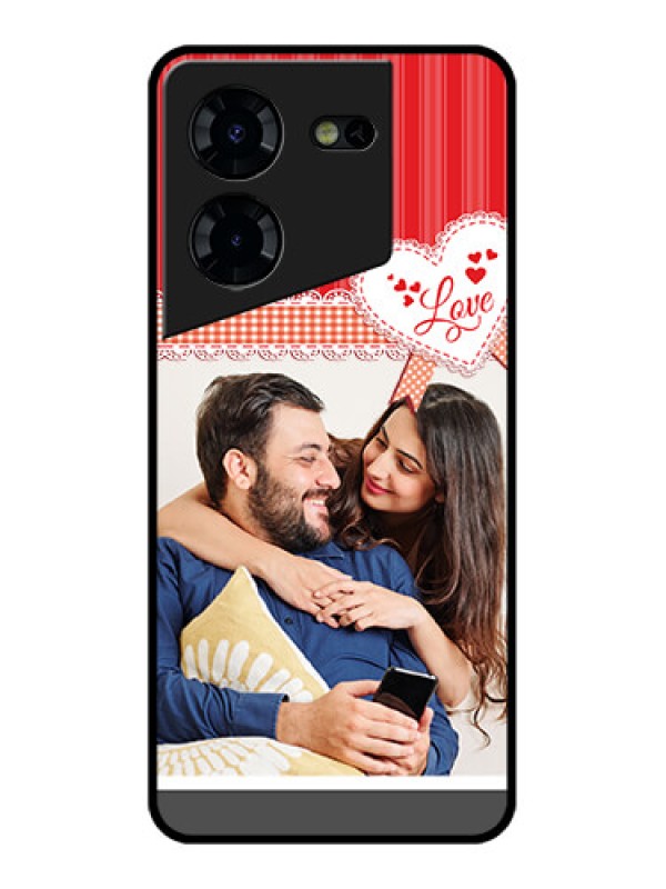Custom Tecno Pova 5 Pro 5G Custom Glass Phone Case - Red Love Pattern Design