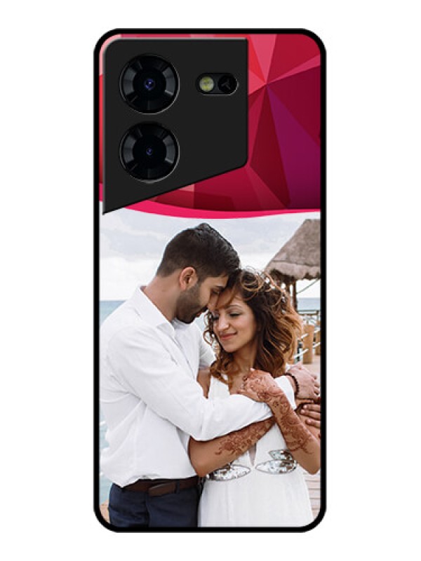 Custom Tecno Pova 5 Pro 5G Custom Glass Phone Case - Red Abstract Design
