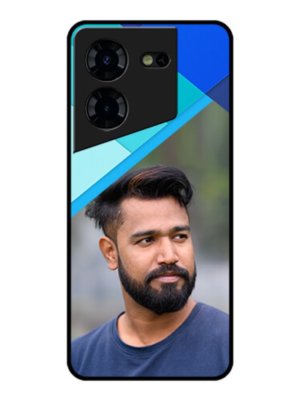 Custom Tecno Pova 5 Pro 5G Custom Glass Phone Case - Blue Pattern Design