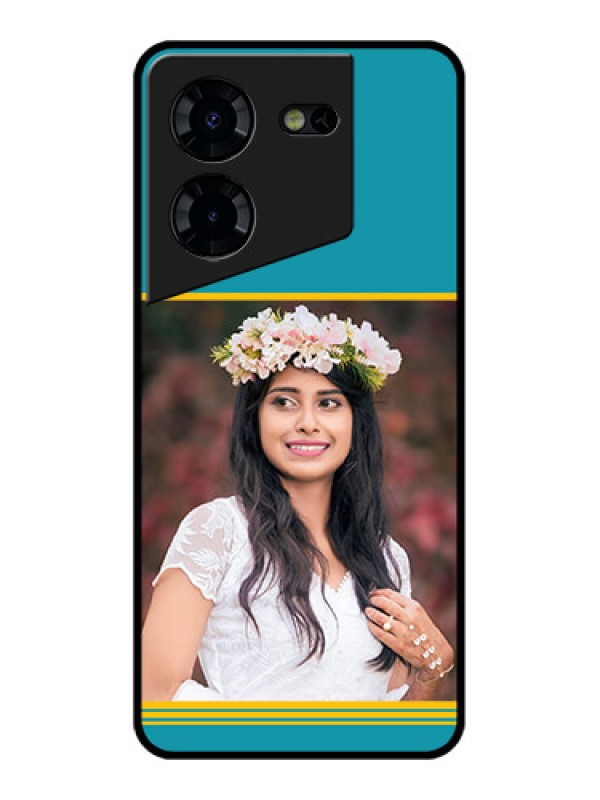 Custom Tecno Pova 5 Pro 5G Custom Glass Phone Case - Yellow & Blue Design