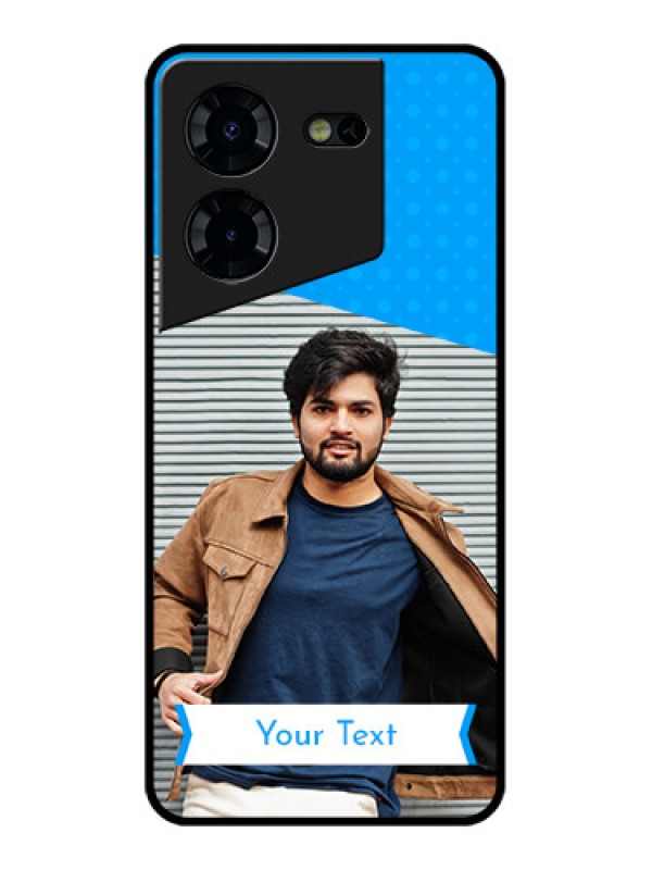 Custom Tecno Pova 5 Pro 5G Custom Glass Phone Case - Simple Blue Color Design
