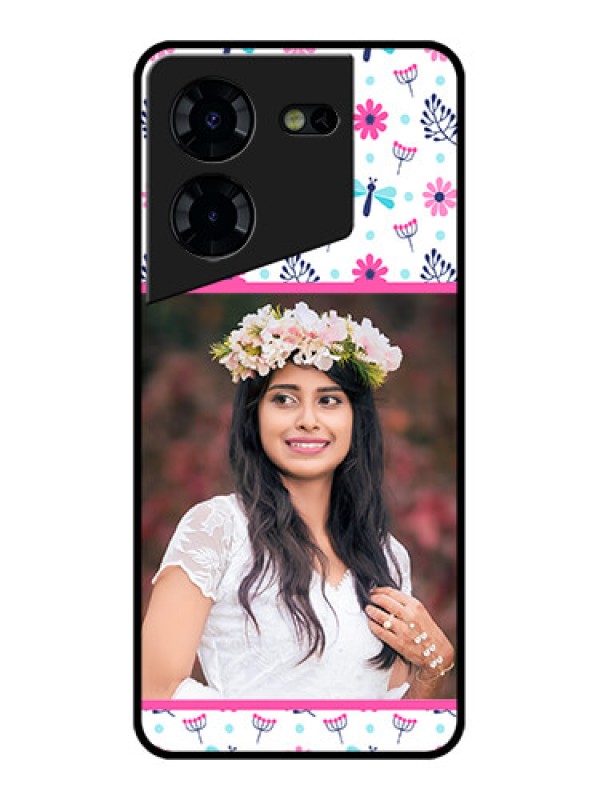 Custom Tecno Pova 5 Pro 5G Custom Glass Phone Case - Colorful Flower Design