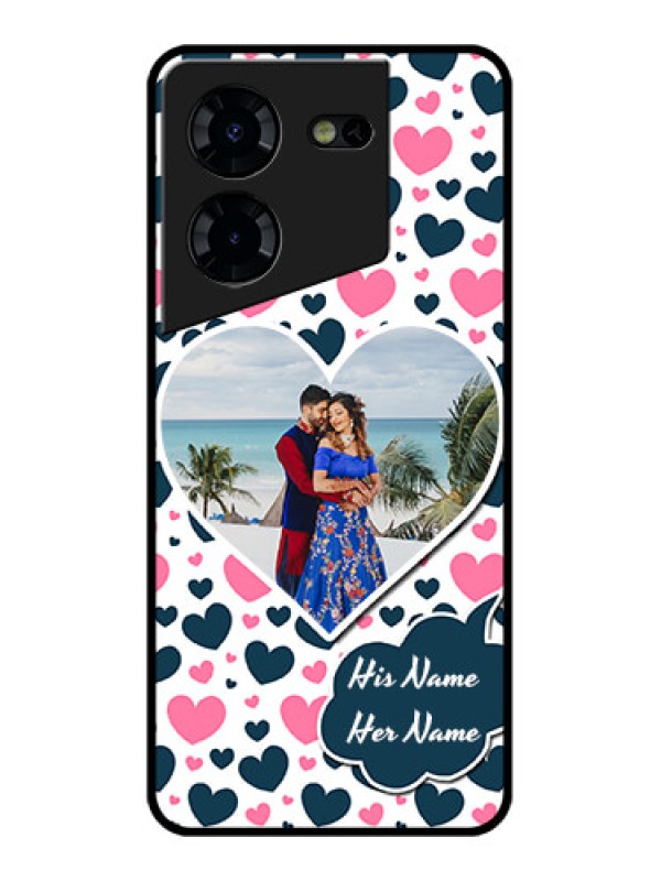 Custom Tecno Pova 5 Pro 5G Custom Glass Phone Case - Pink & Blue Heart Design