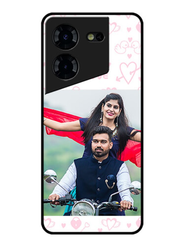 Custom Tecno Pova 5 Pro 5G Custom Glass Phone Case - Pink Flying Heart Design