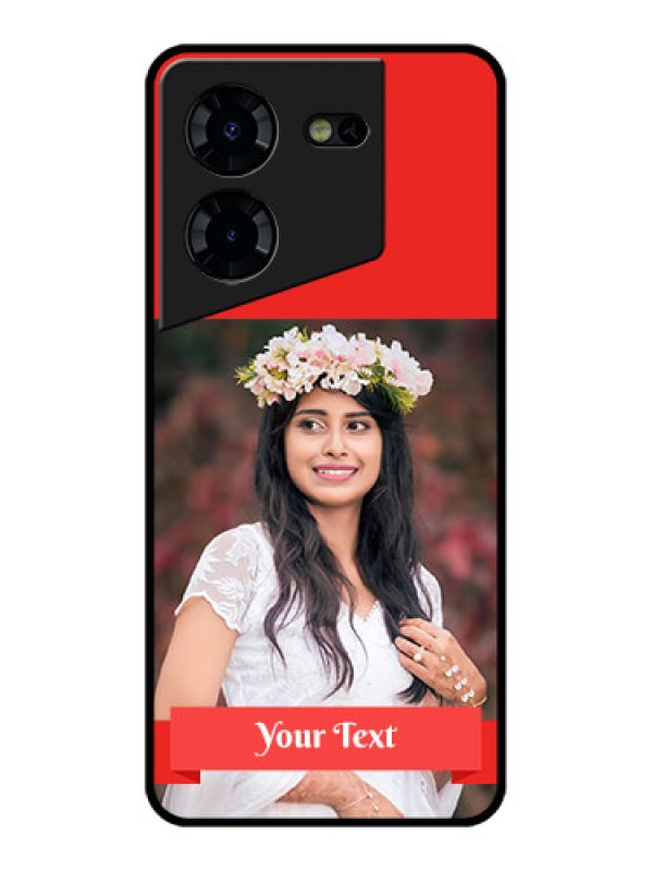 Custom Tecno Pova 5 Pro 5G Custom Glass Phone Case - Simple Red Color Design