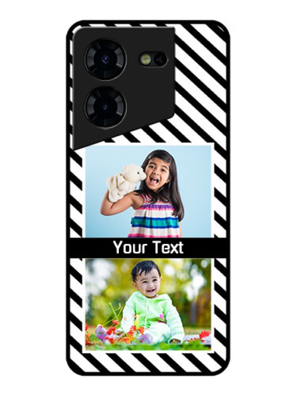 Custom Tecno Pova 5 Pro 5G Custom Glass Phone Case - Black And White Stripes Design