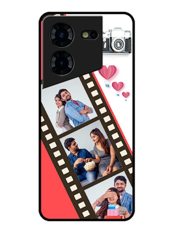 Custom Tecno Pova 5 Pro 5G Custom Glass Phone Case - 3 Image Holder With Film Reel
