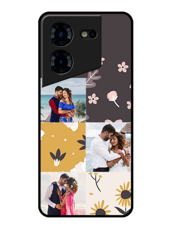 Custom Tecno Pova 5 Pro 5G Custom Glass Phone Case - 3 Images With Floral Design