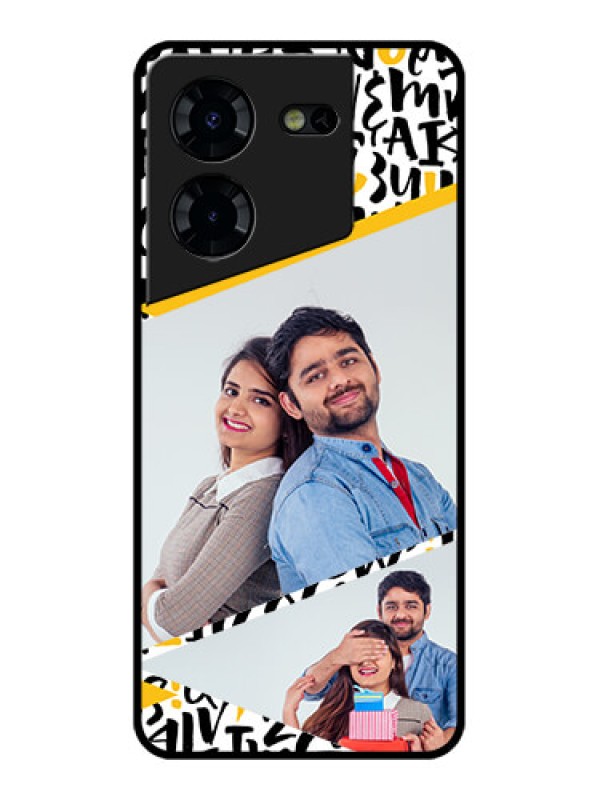 Custom Tecno Pova 5 Pro 5G Custom Glass Phone Case - Letters Pattern Design