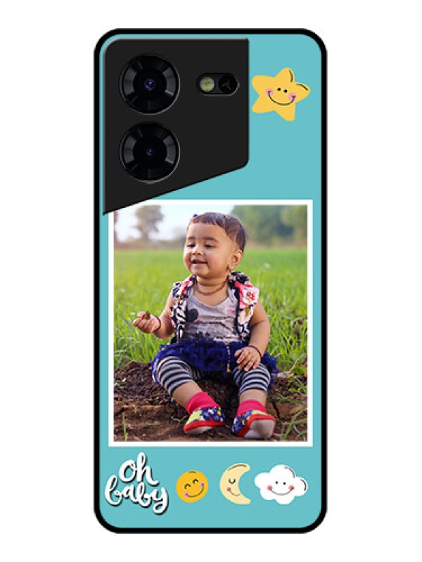Custom Tecno Pova 5 Pro 5G Custom Glass Phone Case - Smiley Kids Stars Design