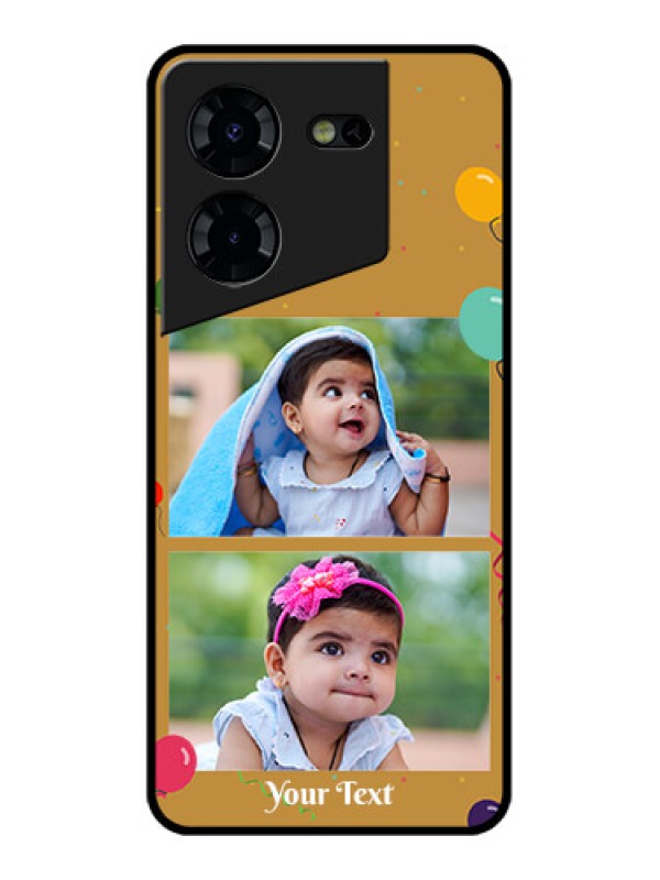 Custom Tecno Pova 5 Pro 5G Custom Glass Phone Case - Image Holder With Birthday Celebrations Design