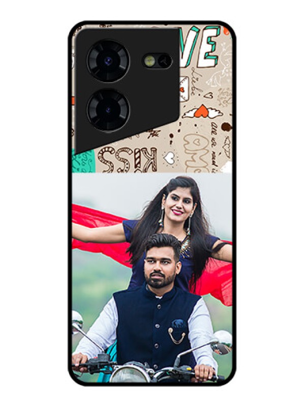 Custom Tecno Pova 5 Pro 5G Custom Glass Phone Case - Love Doodle Pattern
