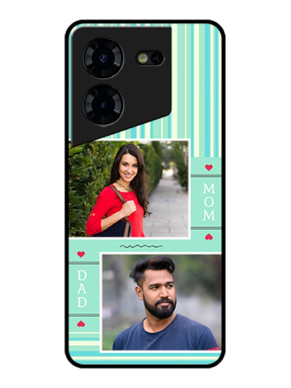 Custom Tecno Pova 5 Pro 5G Custom Glass Phone Case - Mom & Dad Pic Design