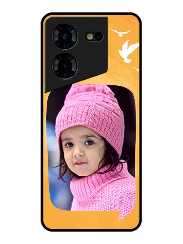Custom Tecno Pova 5 Pro 5G Custom Glass Phone Case - Water Color Design With Bird Icons