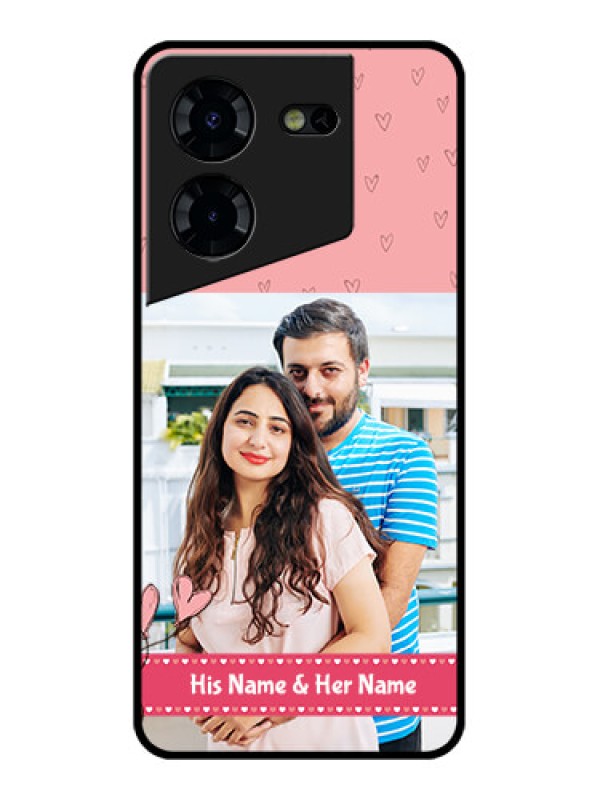 Custom Tecno Pova 5 Pro 5G Custom Glass Phone Case - Love Design Peach Color