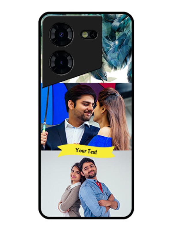 Custom Tecno Pova 5 Pro 5G Custom Glass Phone Case - Image With Boho Peacock Feather Design