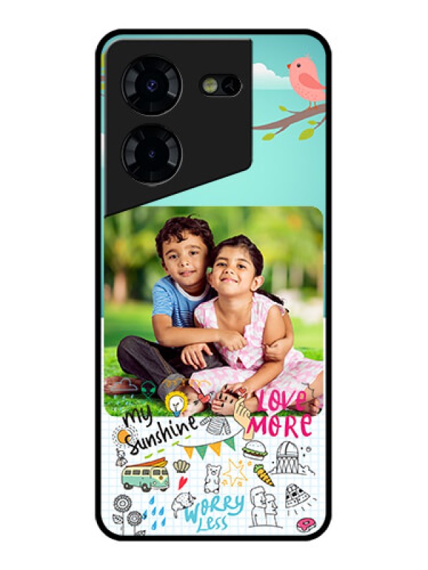 Custom Tecno Pova 5 Pro 5G Custom Glass Phone Case - Doodle Love Design