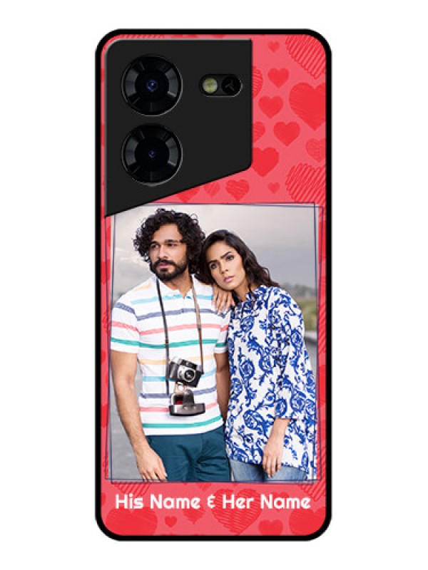 Custom Tecno Pova 5 Pro 5G Custom Glass Phone Case - With Red Heart Symbols Design