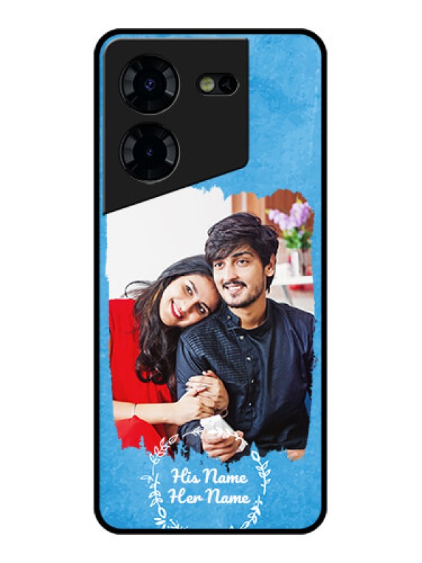 Custom Tecno Pova 5 Pro 5G Custom Glass Phone Case - Blue Color Vintage Design