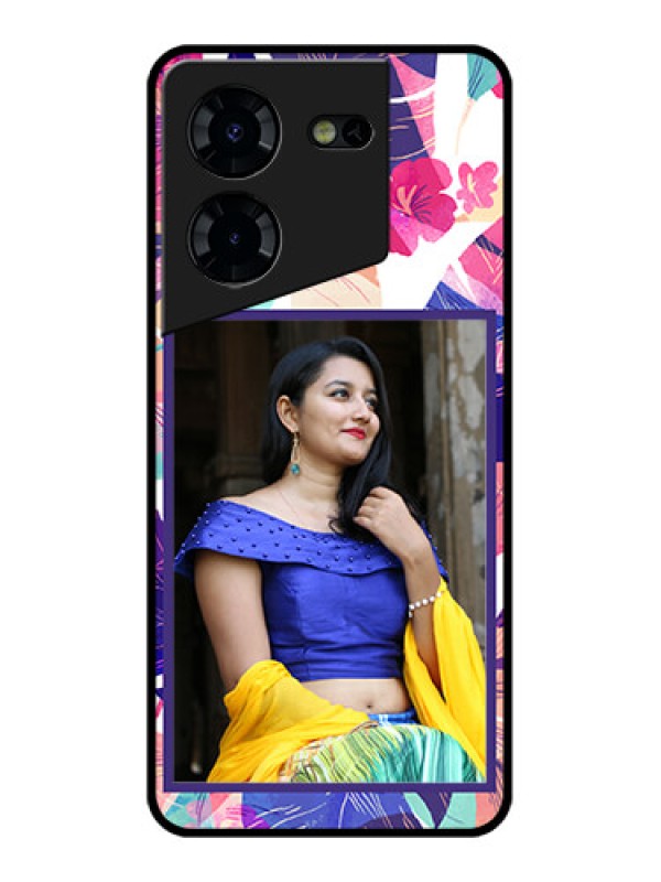 Custom Tecno Pova 5 Pro 5G Custom Glass Phone Case - Abstract Floral Design