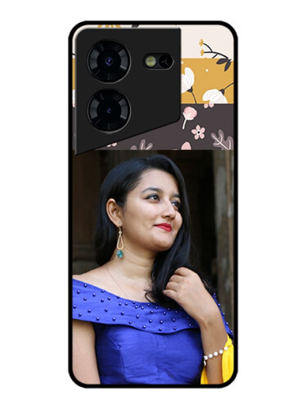 Custom Tecno Pova 5 Pro 5G Custom Glass Phone Case - Stylish Floral Design