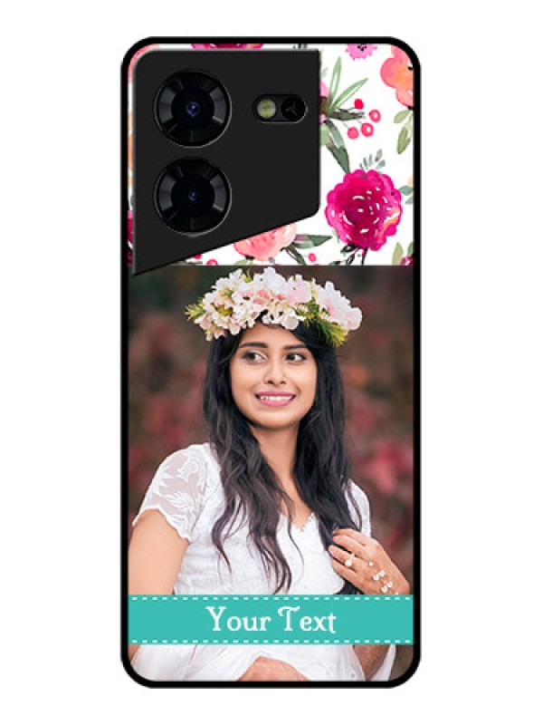 Custom Tecno Pova 5 Pro 5G Custom Glass Phone Case - Water Colors Floral Design
