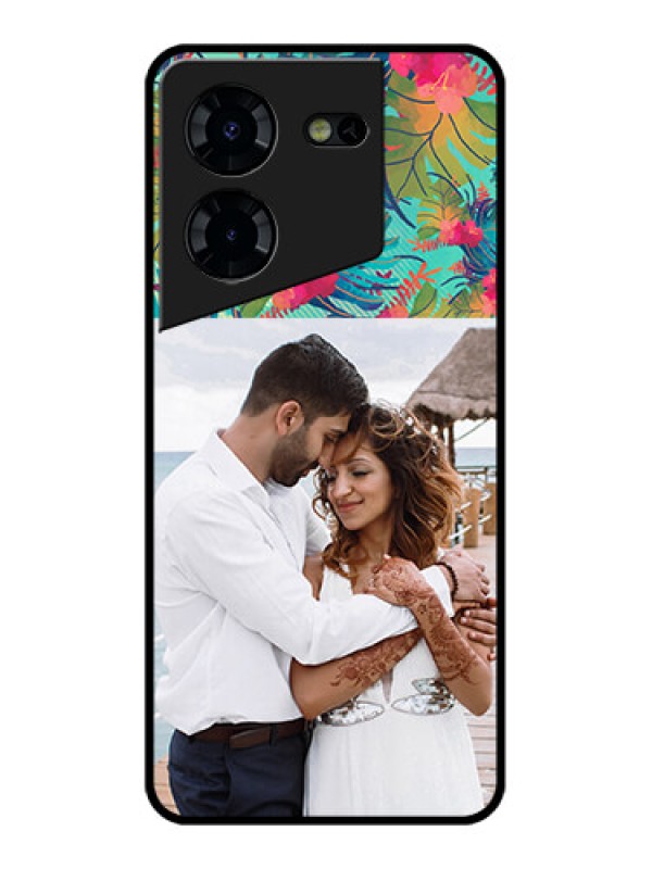 Custom Tecno Pova 5 Pro 5G Custom Glass Phone Case - Watercolor Floral Design