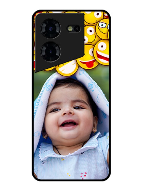 Custom Tecno Pova 5 Pro 5G Custom Glass Phone Case - With Smiley Emoji Design