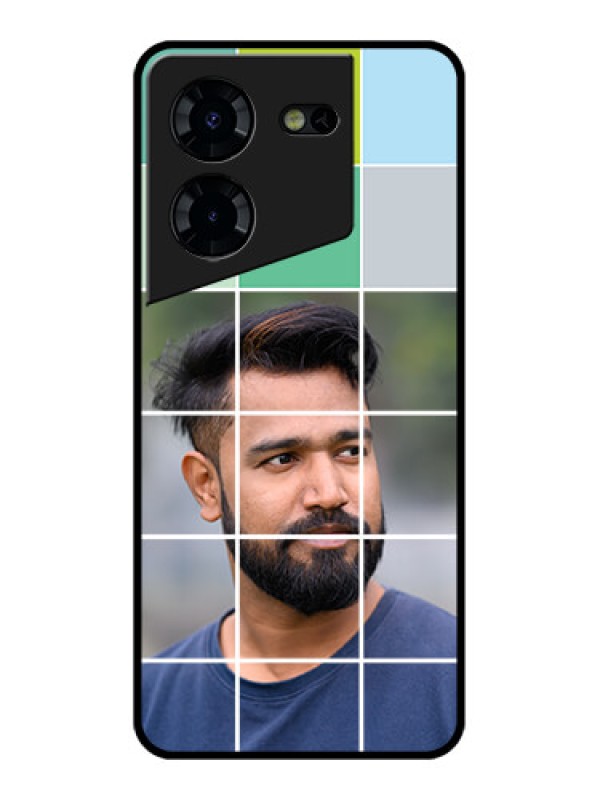 Custom Tecno Pova 5 Pro 5G Custom Glass Phone Case - With White Box Pattern