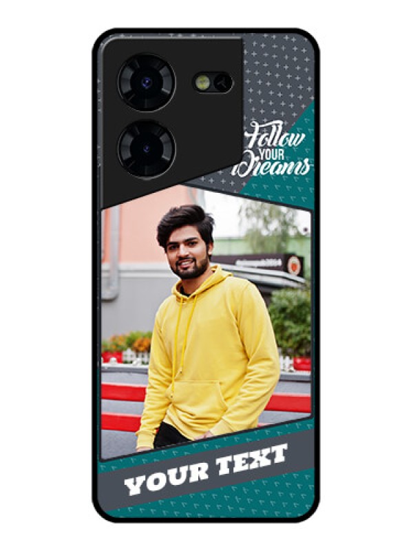 Custom Tecno Pova 5 Pro 5G Custom Glass Phone Case - Background Pattern Design With Quote