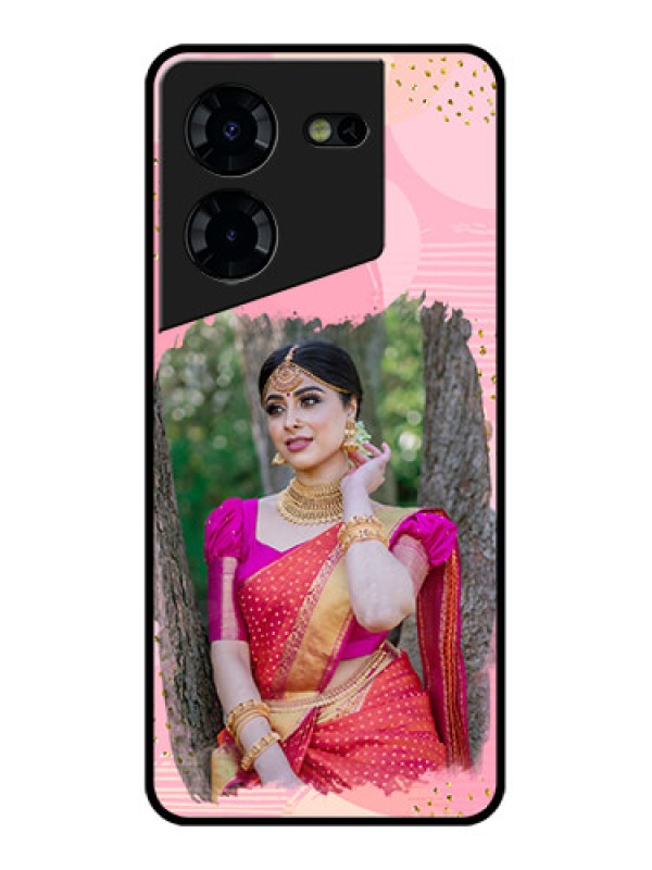 Custom Tecno Pova 5 Pro 5G Custom Glass Phone Case - Gold Glitter Splash Design