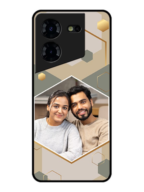 Custom Tecno Pova 5 Pro 5G Custom Glass Phone Case - Stylish Hexagon Pattern Design