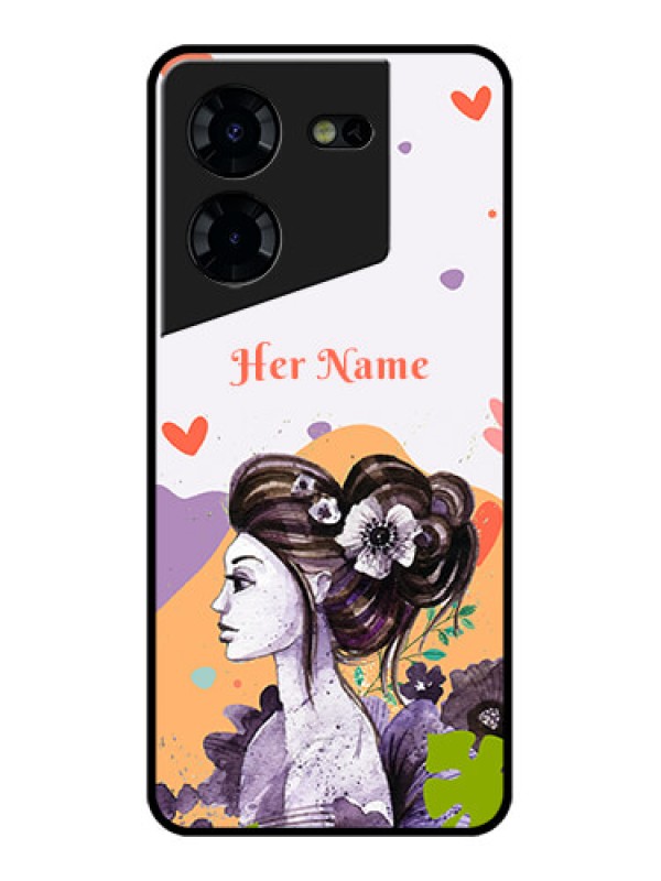 Custom Tecno Pova 5 Pro 5G Custom Glass Phone Case - Woman And Nature Design