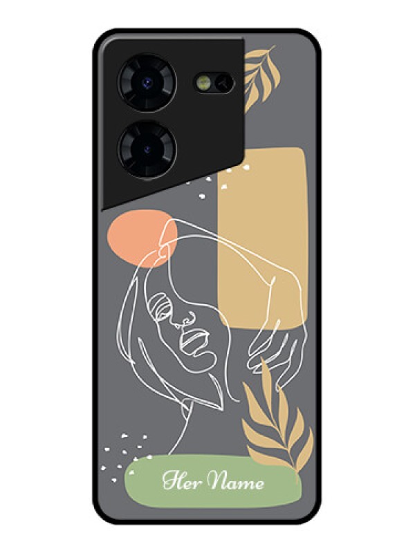 Custom Tecno Pova 5 Pro 5G Custom Glass Phone Case - Gazing Woman Line Art Design