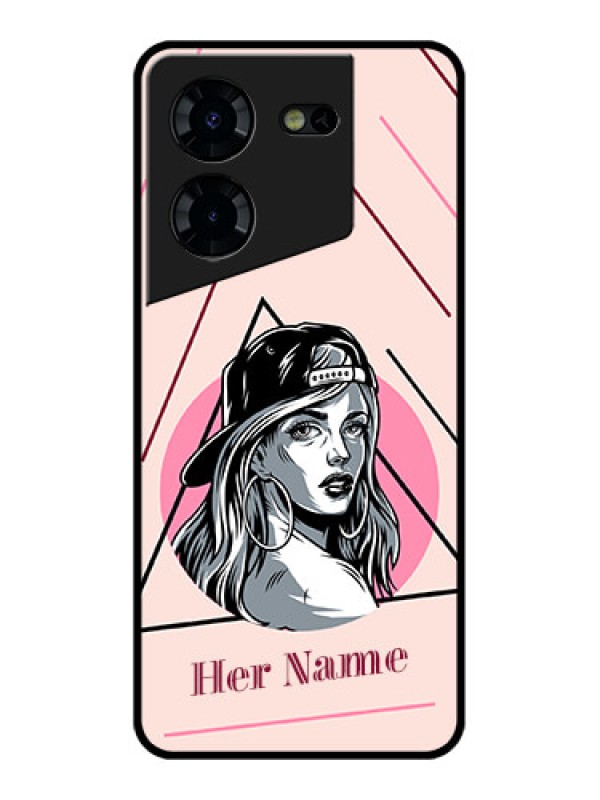 Custom Tecno Pova 5 Pro 5G Custom Glass Phone Case - Rockstar Girl Design