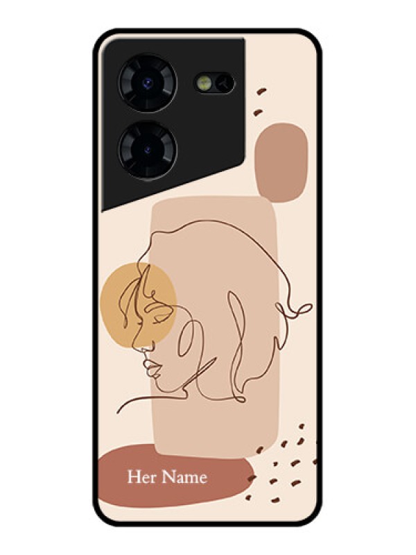 Custom Tecno Pova 5 Pro 5G Custom Glass Phone Case - Calm Woman Line Art Design