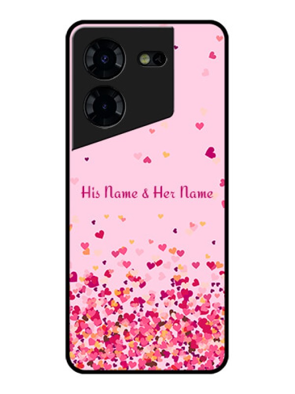 Custom Tecno Pova 5 Pro 5G Custom Glass Phone Case - Floating Hearts Design
