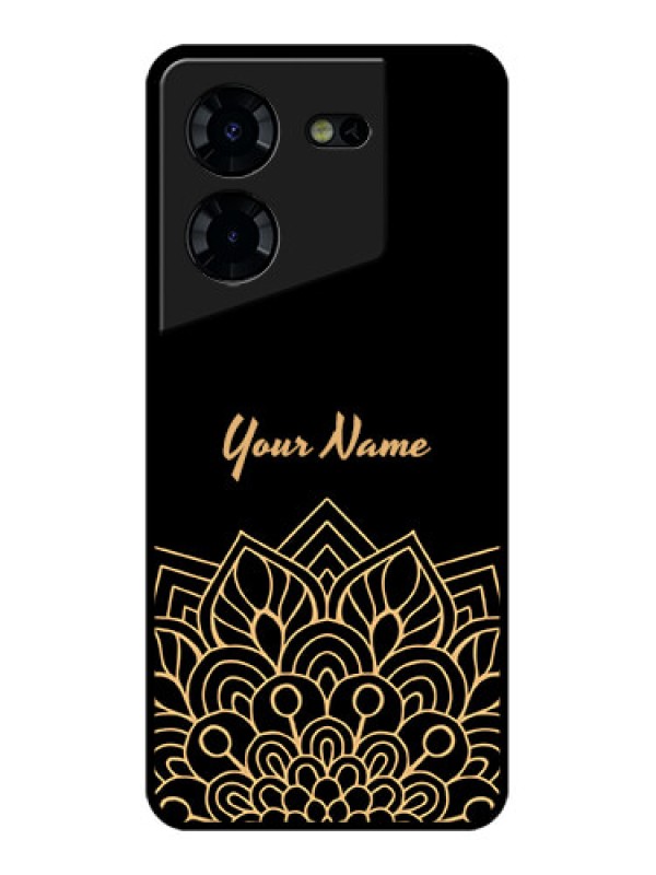 Custom Tecno Pova 5 Pro 5G Custom Glass Phone Case - Golden Mandala Design